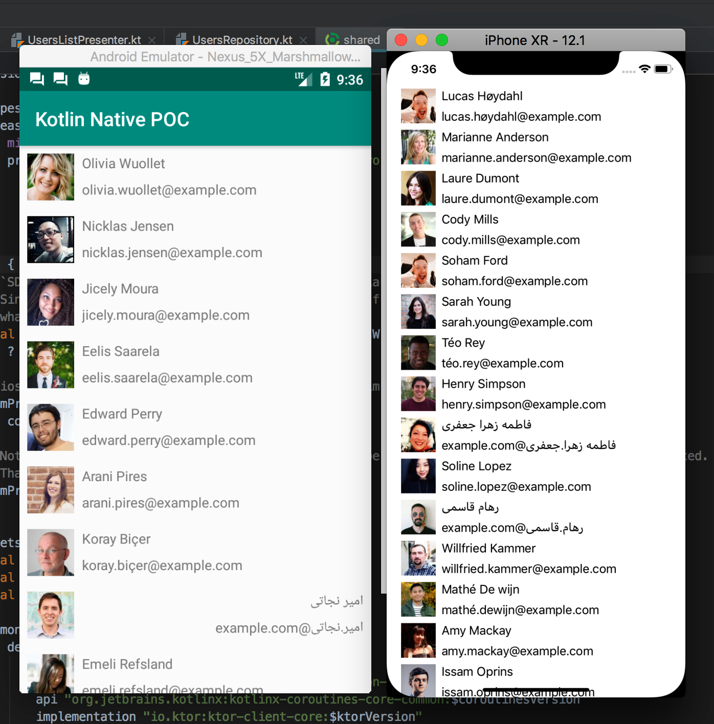 The final application on both Android and iOS.