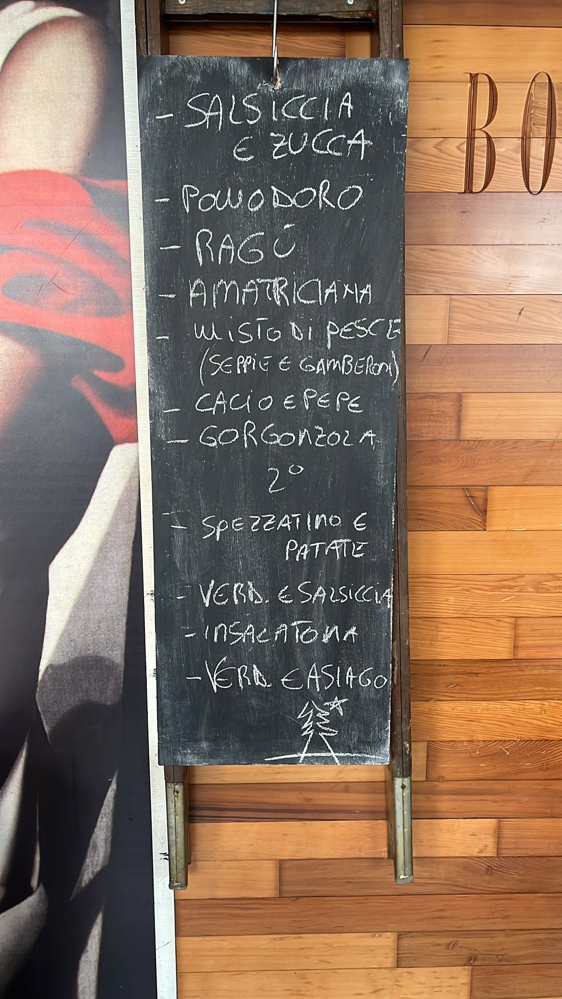 The blackboard Renzo uses for the daily menu. Yum!